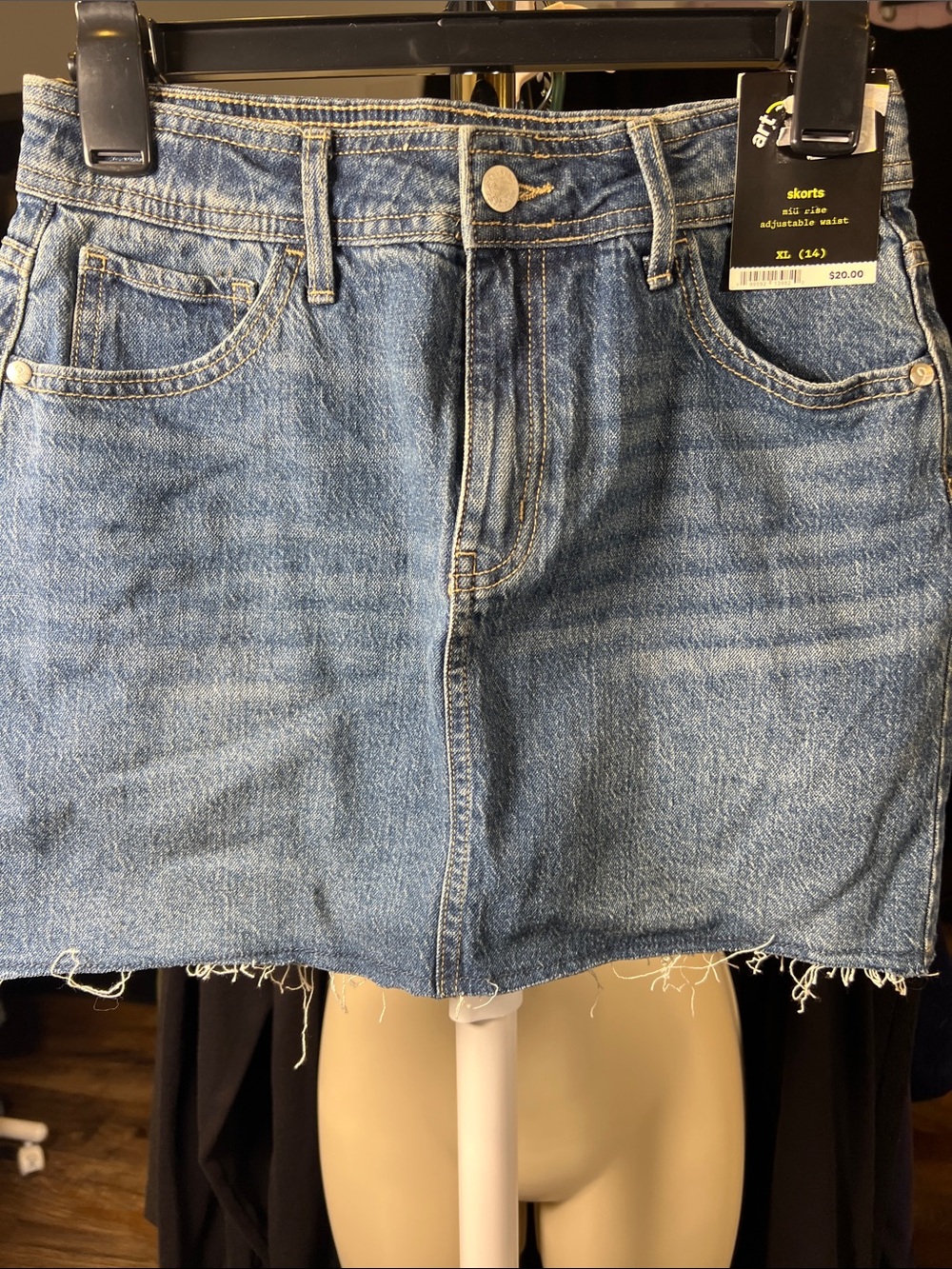 art class Light Blue Denim Skort with Raw Hem